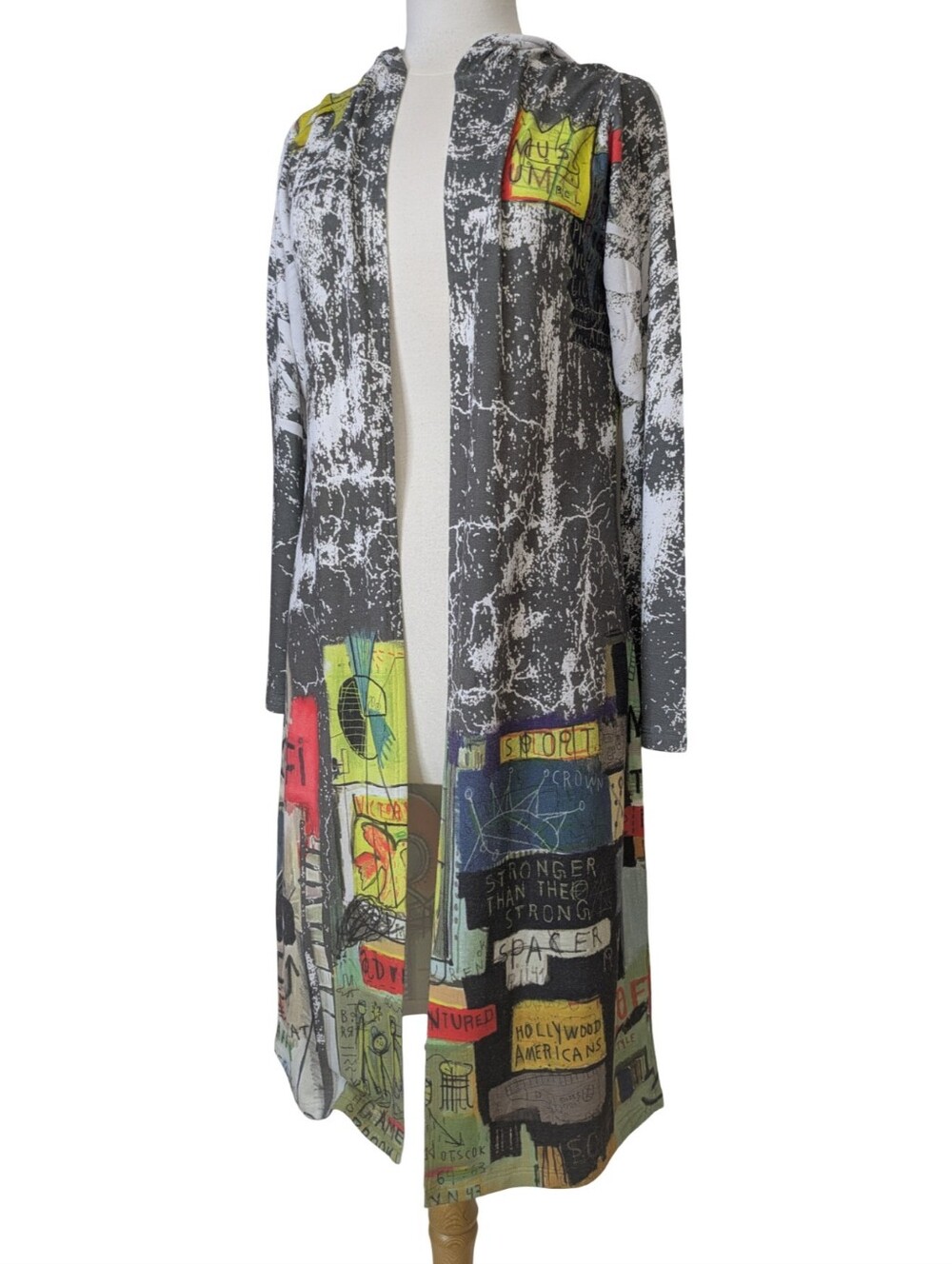 Inoah Graphic.Hooded Longline Sister Cardigan Art To Wear Funky Eclectic Size M